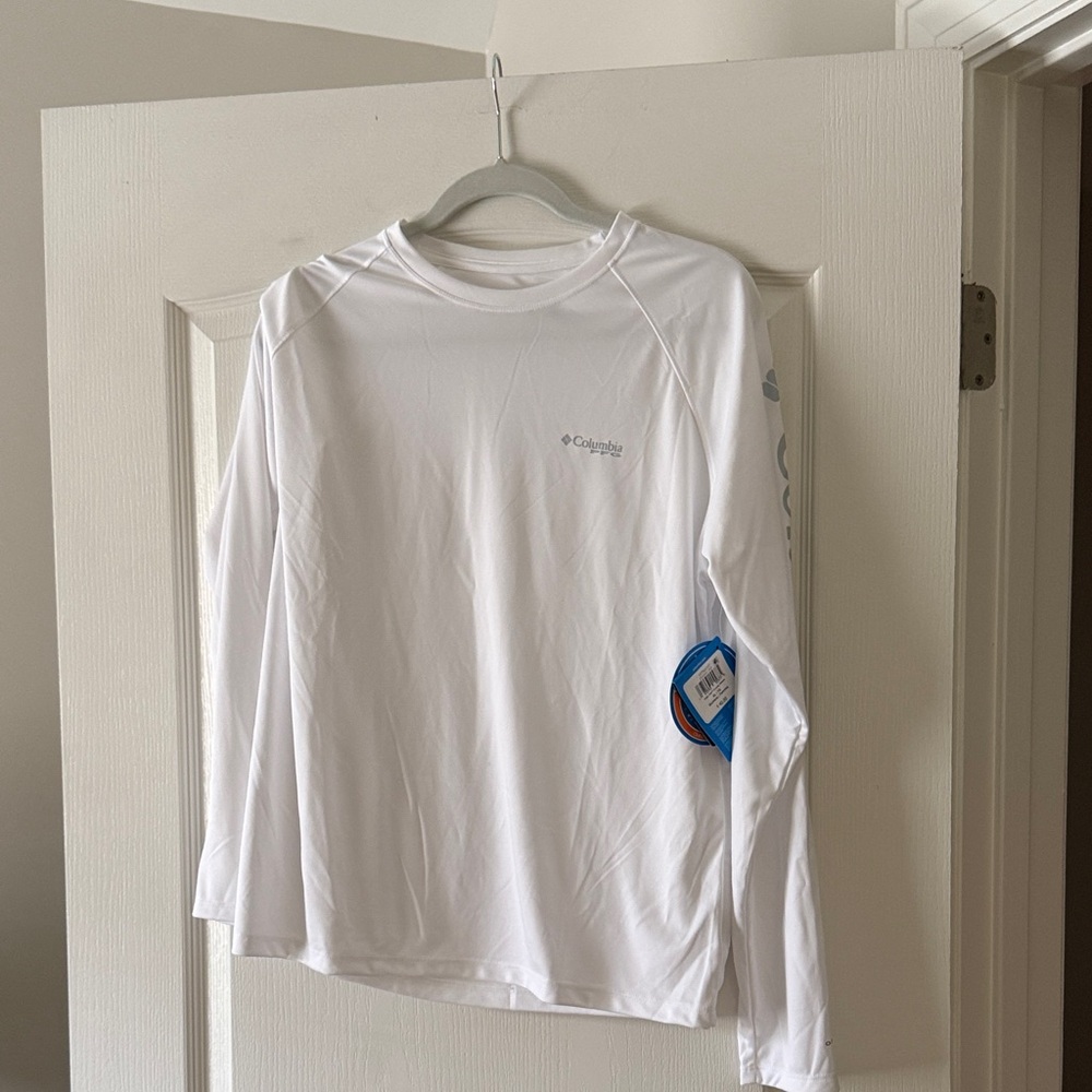Columbia White Long-Sleeve Performance Tee